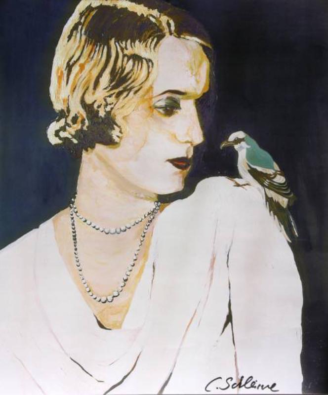 Cornelia Schleime: Frau mit Vogel