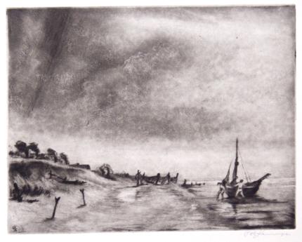 Fritz Kempe: Fischer am Strand