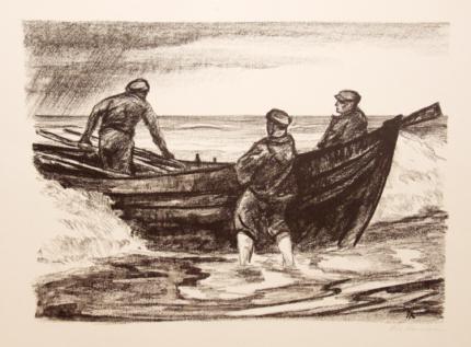 Fritz Kempe: Fischer am Boot