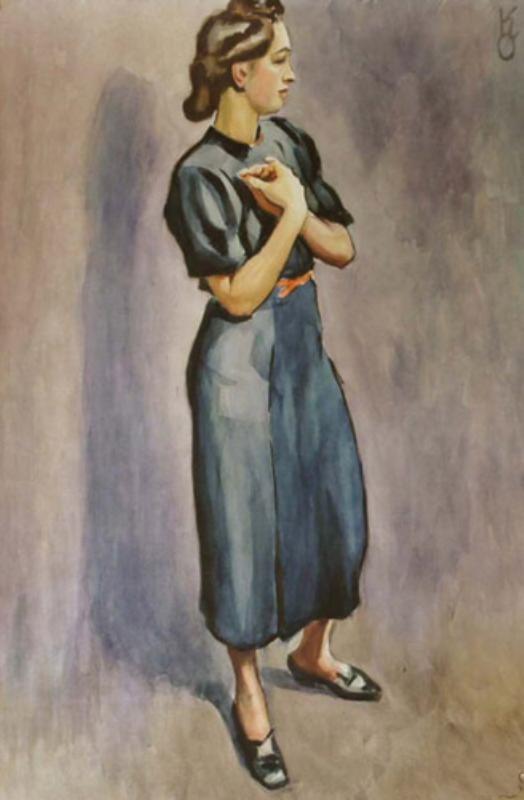 Kurt Opitz: Frau in blauem Kleid