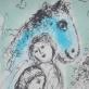 Blaues Pferd mit Paar